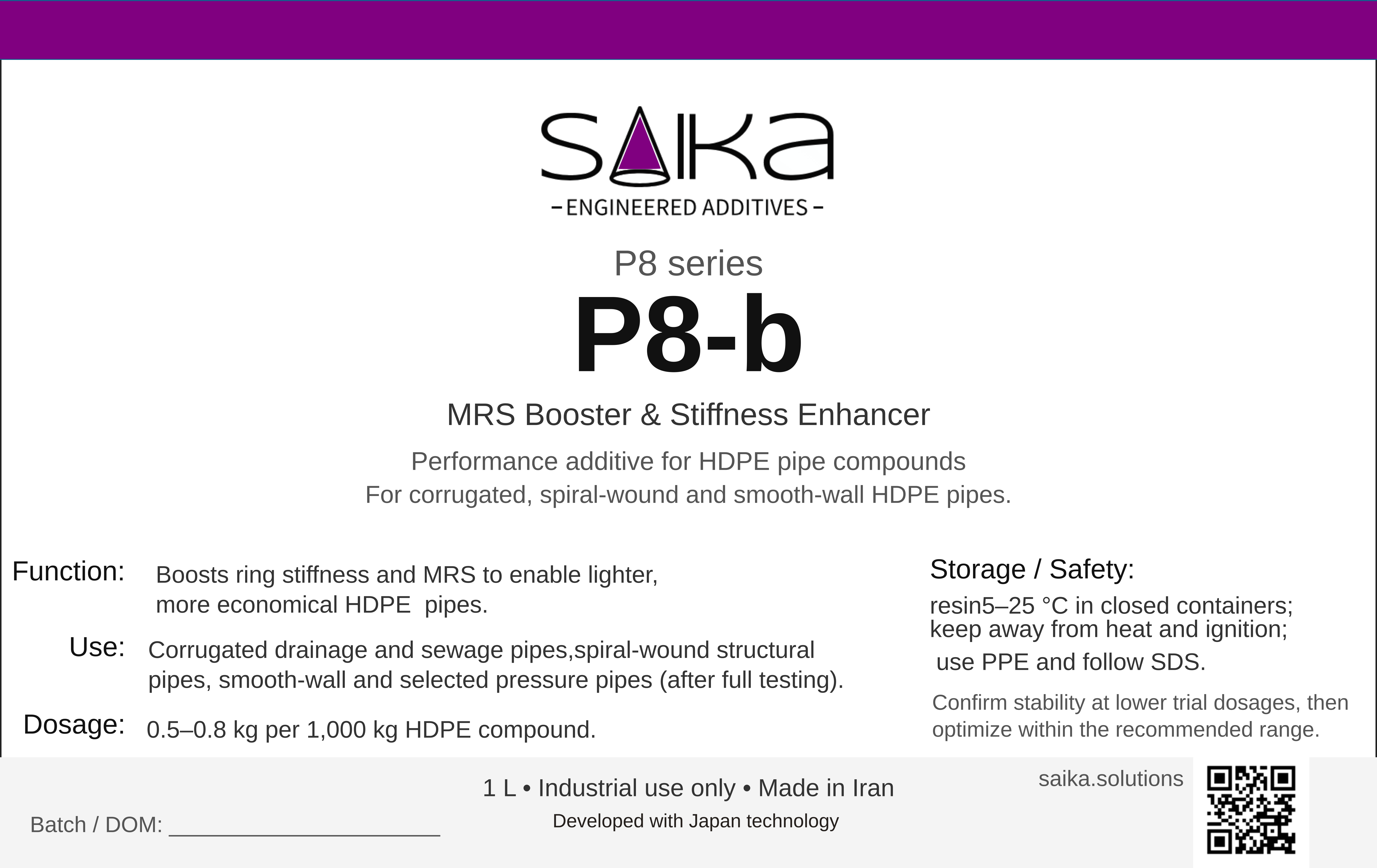P8-b – MRS booster & stiffness enhancer for HDPE pipes