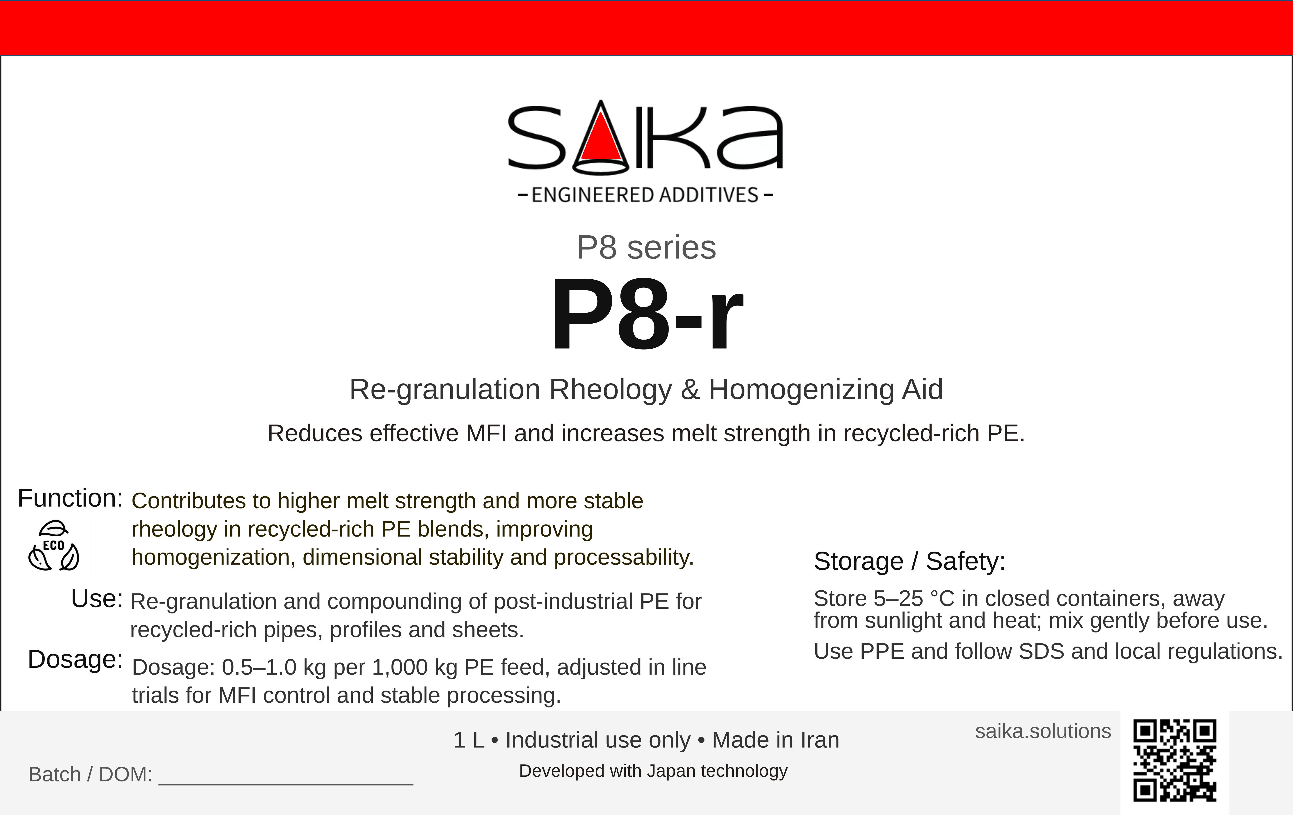 P8-r – Re-granulation rheology & homogenizing aid